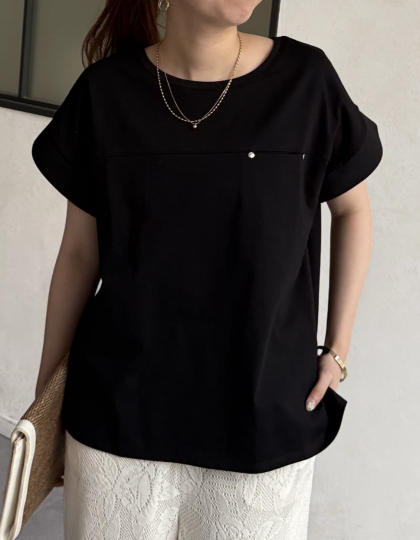 【アウトレット限定商品】Chez toi 機能素材袖口リブフレンチT