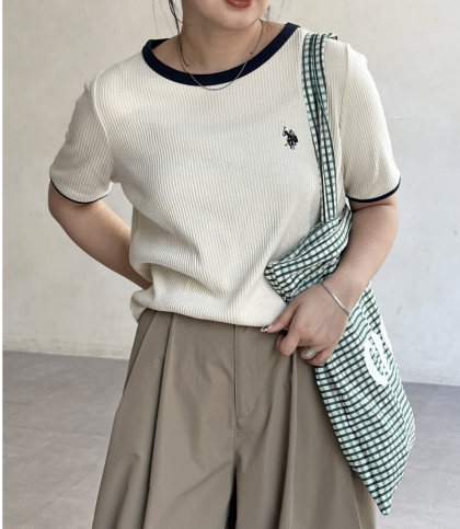 【アウトレット限定商品】CPCM【U.S. POLO ASSN.】クルーネック半袖リブT
