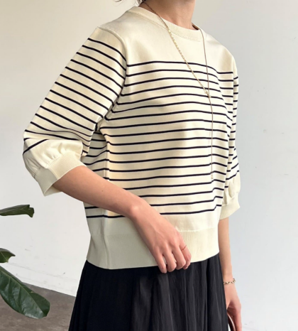 【アウトレット限定商品】Chez toi 5分袖コンパクトニット
