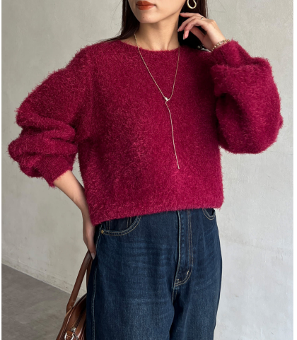 【アウトレット限定商品】Chez toi ランタンスリーブシャギープルオーバー