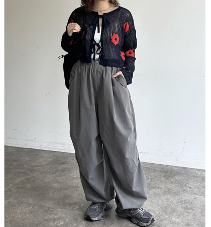 【アウトレット限定商品】花柄メッシュカーデ