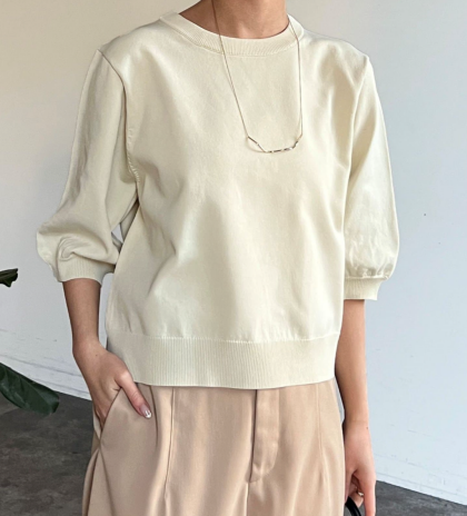 【アウトレット限定商品】Chez toi 5分袖コンパクトニット
