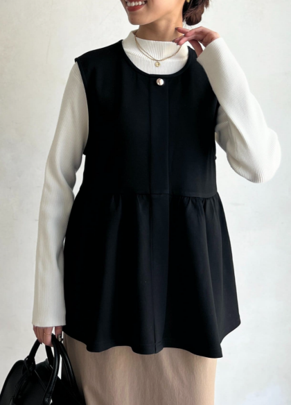 【アウトレット限定商品】Chez toi ペプラムベスト×ニットプルオーバー