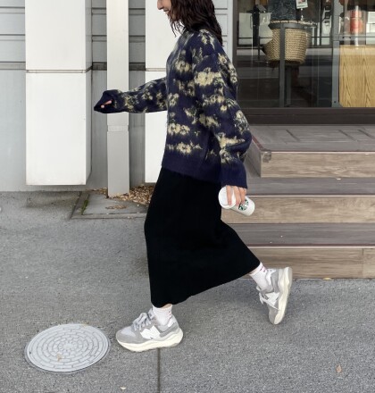 【CPCM】ぼかし花柄シャギーニット
