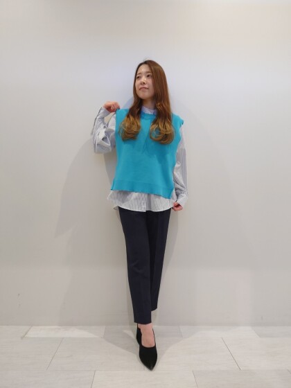 【Leyered style♪】INDIVI ベスト×ブラウス！