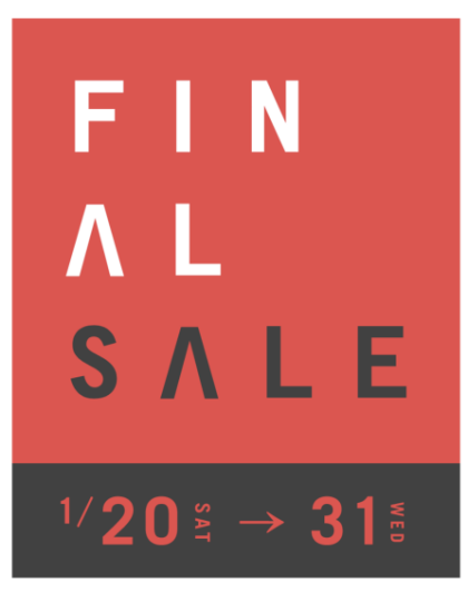 ACTUS FINAL SALE　1月20日より開催します！