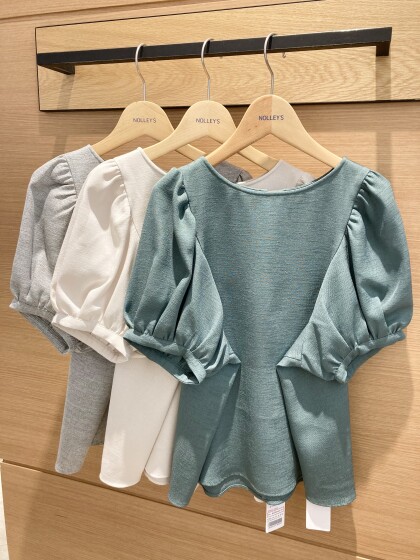 30%off🍀リネンライクギャザー袖ブラウス🍀