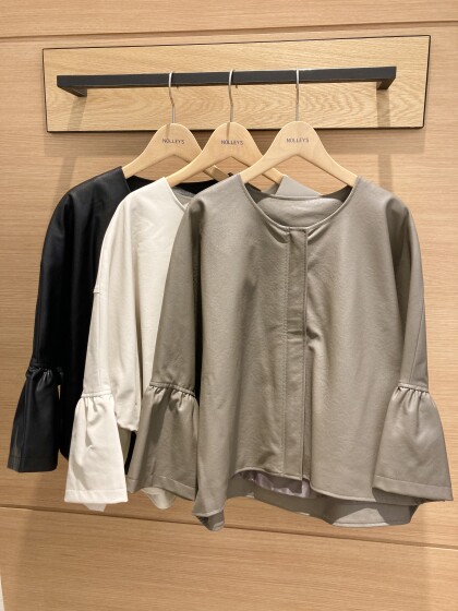 海外輸入 インボイス 💛フリルスリーブ♡フェイクレザージャケット💛｜ノーリーズ ジャケット・アウター