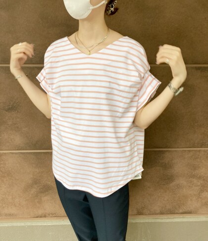 50%off⭐️タック袖&バックタックボーダーカットソー⭐️