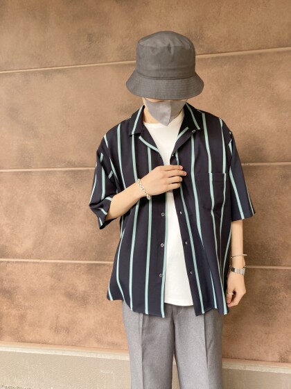 Men's⭐️ストライプオープンカラーシャツ