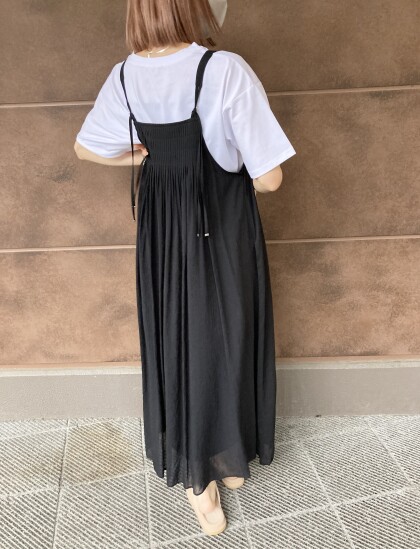 💛麻調シアープリーツキャミワンピース💛