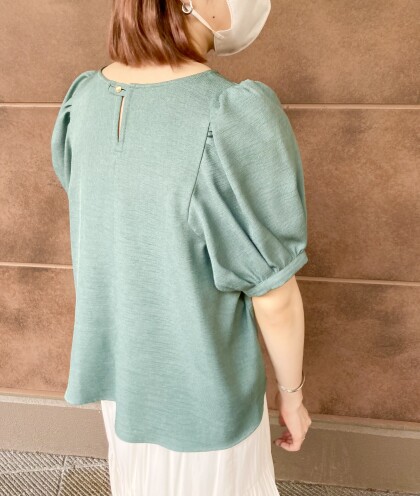 30%off🍀リネンライクギャザー袖ブラウス🍀