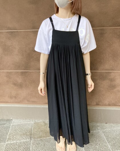 💛麻調シアープリーツキャミワンピース💛