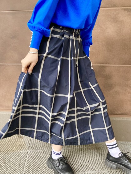 💙タックギャザーチェックスカート💙