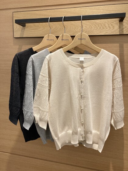 💛袖レース柄5分袖カーディガン💛