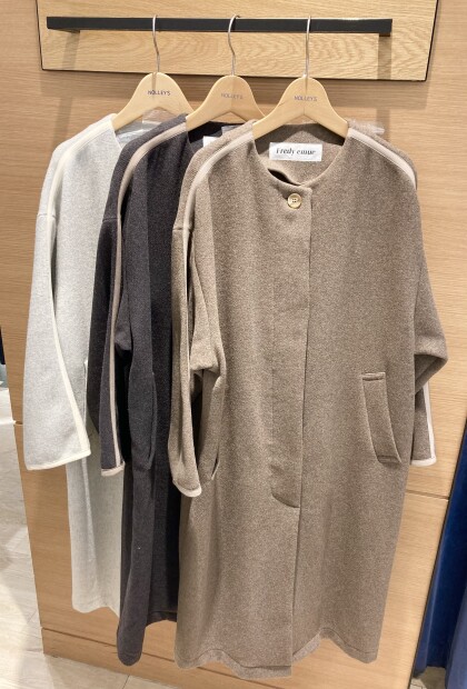 30%off⭐️ストール付ノーカラーロングコート⭐️｜ノーリーズ