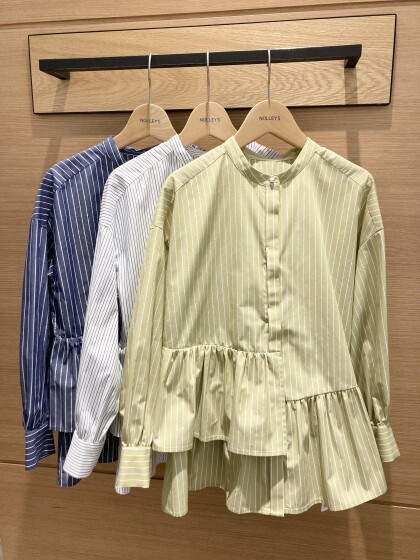 💛アシンメトリーペプラムストライプブラウス💛