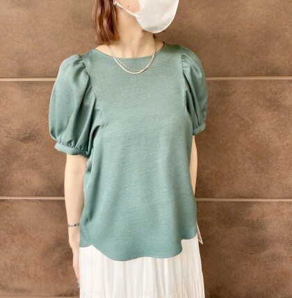 30%off🍀リネンライクギャザー袖ブラウス🍀