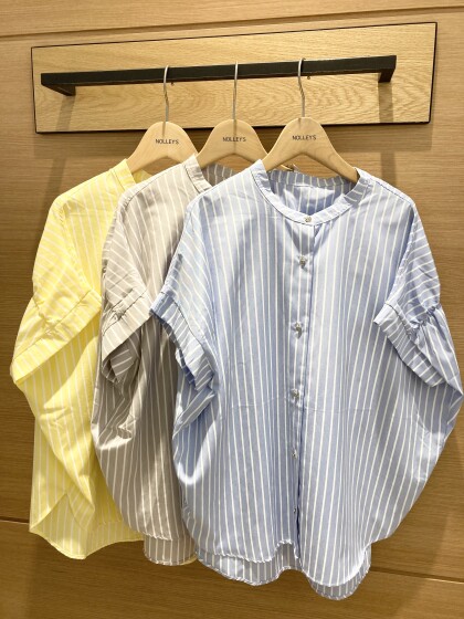 💛ストライプオーバーギャザーシャツ💛