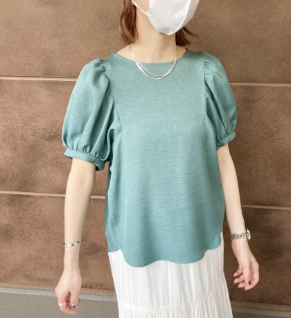 30%off🍀リネンライクギャザー袖ブラウス🍀
