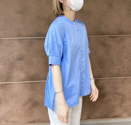💙バックプリーツxパールボタンシャツ💙