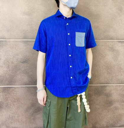 Men's⭐️別布ポケットシャツ