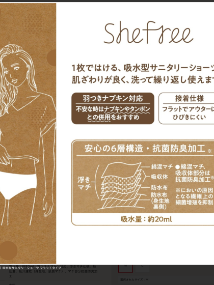 吸水型サニタリーショーツ　フラットタイプ