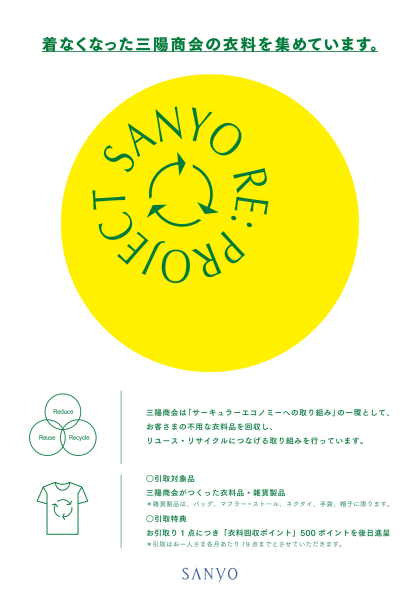 衣料回収活動（SANYO RE: PROJECT）について