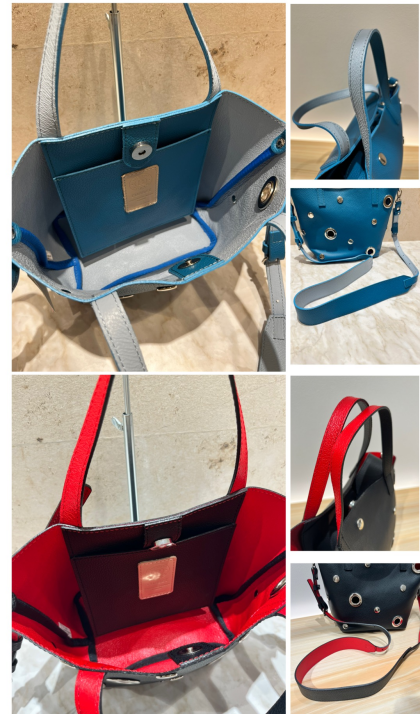 【70%OFF】バイカラーレザー2wayミニトート