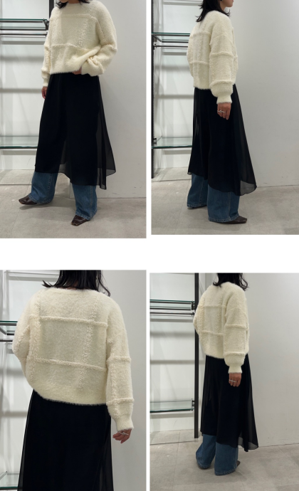 【Jena】チェック柄シャギーニット