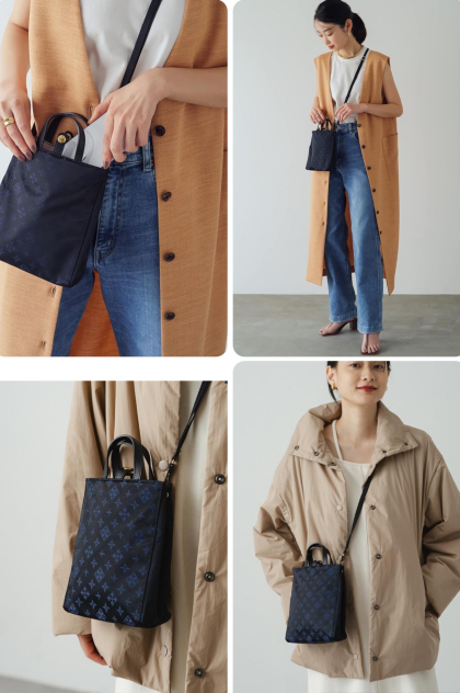 【再入荷】ナイロンジャガードスマホショルダーバッグ