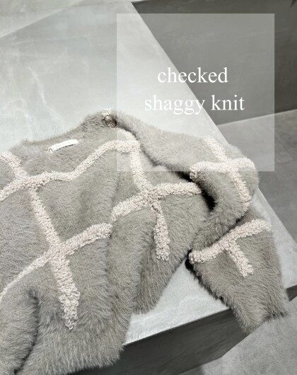 【Jena】チェック柄シャギーニット