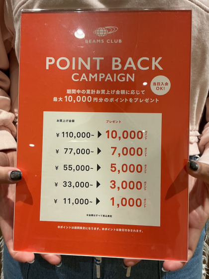 ビームスポイントバックキャンペーン！！