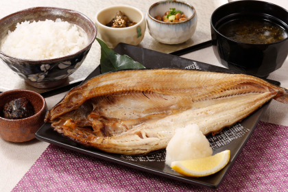 🐟ふっくら香ばしい！越玄一斗の「焼き魚ほっけ御膳」🍚✨